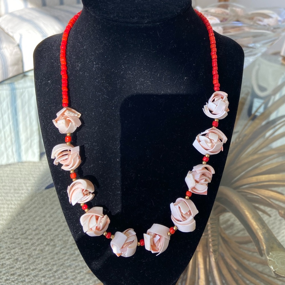 Seashell with Coral Necklace